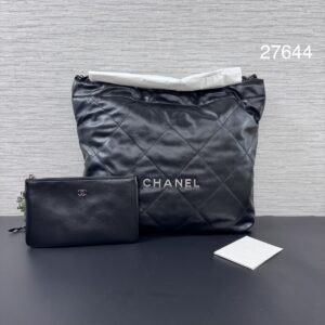 Chanel 全新22BAG黑銀中號(27644)