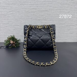 Chanel 粗鍊雙面hobo黑金(27872)