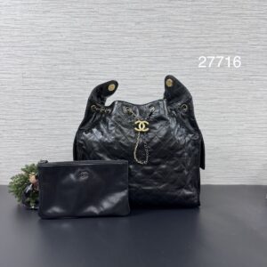 Chanel 25bag油臘黑銀中號(27716)