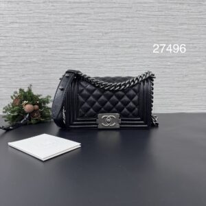 Chanel BOY20荔枝黑銀(27496)