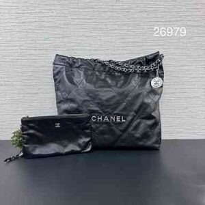 Chanel 22BAG黑銀中號(27979)
