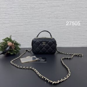 Chanel 荔枝手柄相機包黑金(27505)