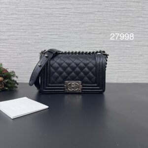 Chanel BOY20荔枝黑銀 (27998)