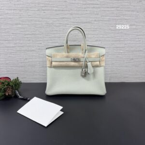 HERMES 全新birkin25冰晶灰銀(29225)
