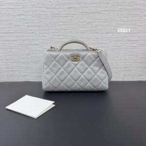 Chanel 金屬手柄雙層tote灰金(29251)