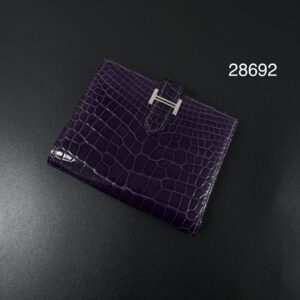 Hermès BEARN紫鱷魚短夾(28692)