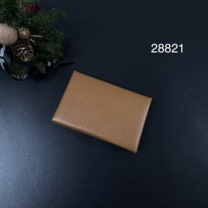 HERMES 全新Calvi金棕對折卡夾(28821)
