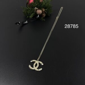 Chanel 雙 C 珍珠水鑽毛衣鏈(28785)