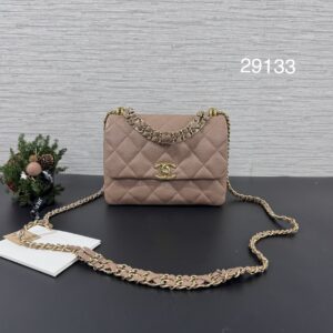 CHANEL 雙c鏈條荔奶茶方胖(29133)