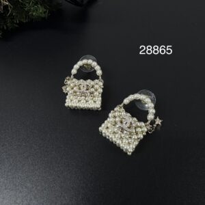CHANEL  23A 珍珠編織水鑽口蓋包(28865)