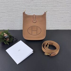 HERMES 全新mini evelyne金棕金(29261)