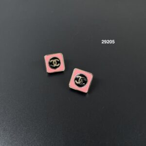 CHANEL 雙 C 琺瑯撞色方塊耳環(29205)