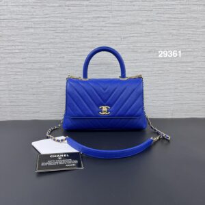 CHANEL handle24山紋電光藍金(29361)