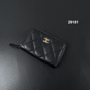 CHANEL 經典荔黑金拉鏈零錢包(29181)