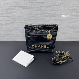 CHANEL 新版22bag mini 黑金(29492)