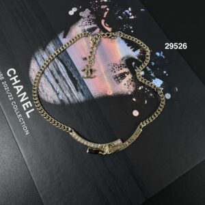 CHANEL 22B 經典雙 C 弧形水鑽古巴鏈短項鍊(29526)