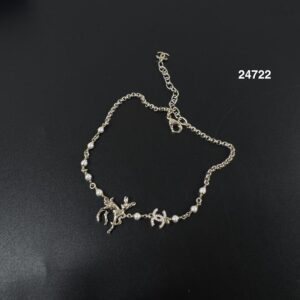 Chanel 雙C珍珠小鹿項鏈(24722)