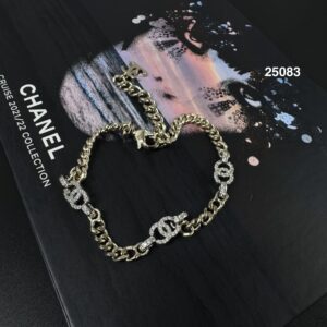 Chanel 全新水鑽雙C LOGO 雙色拼接Choker(25083)