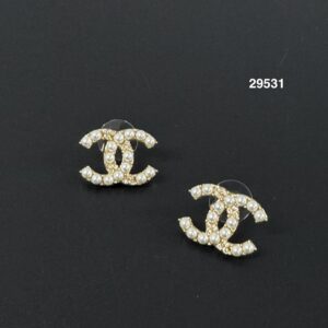 Chanel 珍珠雙C LOGO耳環(29531)