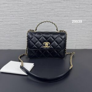 CHANEL 皮穿鍊手柄口蓋包(29539)