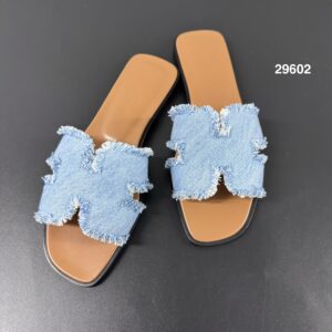 Hermès 全新經典 H 單寧拖鞋(29602)