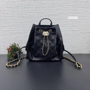 CHANEL 全新黑金荔25bag後背包(29698)